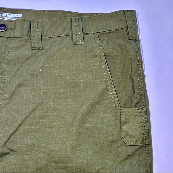 Carhartt Cargo Shorts Force Relaxed Fit Ripstop Work Short Sz 44 Olive NWOT - Picture 3 of 9